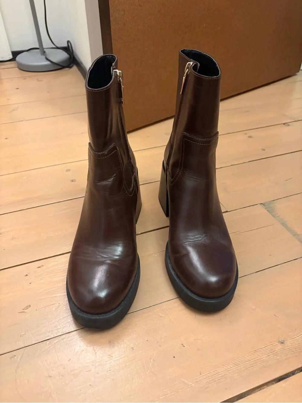 Coach Women’s Brown Leather Platform Ankle Boots